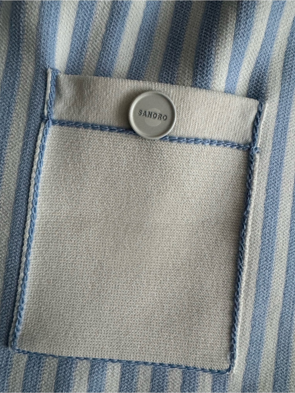 NWT Sandro size 42 Blue and Cream white Striped Mini Skirt with Patch Pockets - Picture 5 of 13